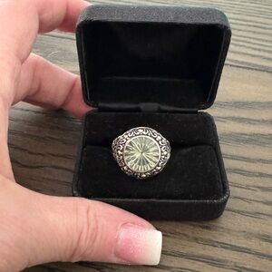 Samuel B Behnam Sterling Silver 18k Gold Cydonia Green Amethyst Ring Sz 6.75